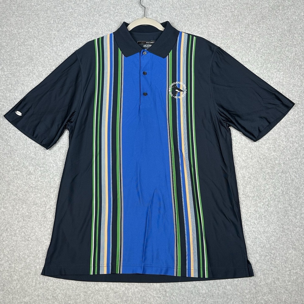 Greg Norman Shirt Mens L Blue Play Dry Polo Machrihanish‎ Golf Club Scotland